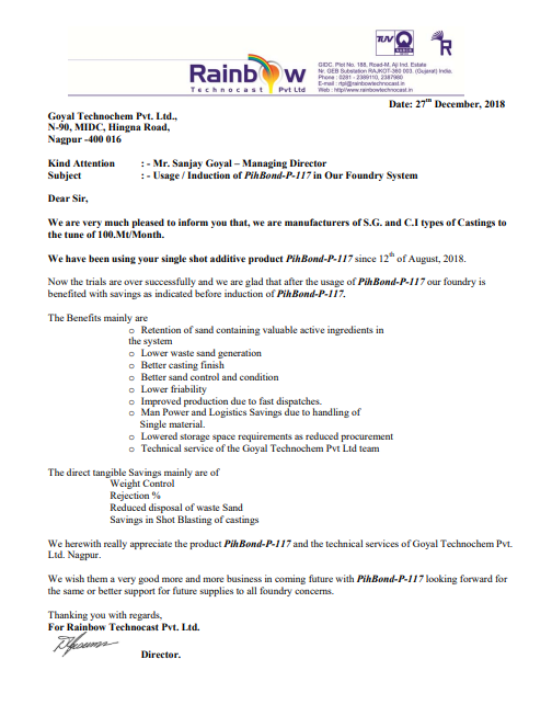 Rainbow Technocast appreciation letter